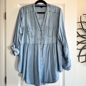Torrid Chambray Babydoll Button Down Top